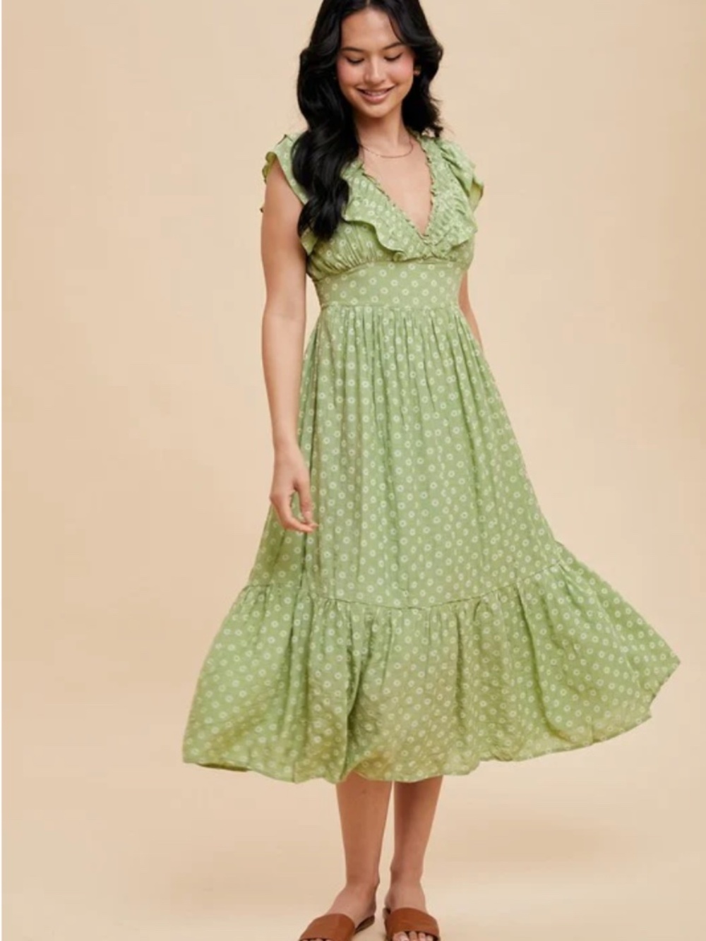 In Loom Green Daisy Dress Size L